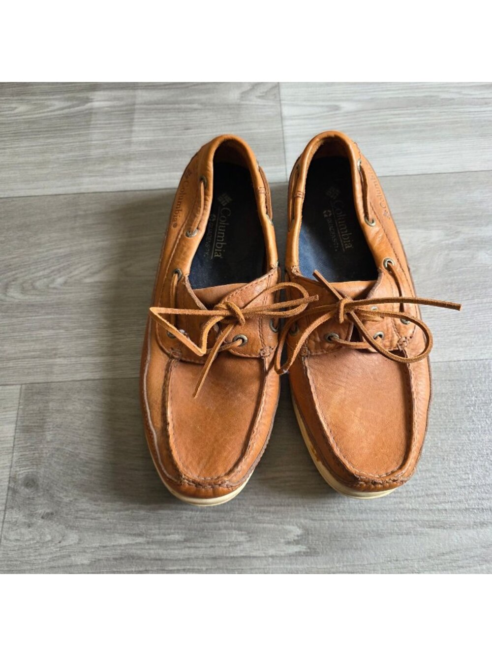 Columbia Mens Brown Leather Boat Shoes Size 12 Casual Slip-On Durable Traction S